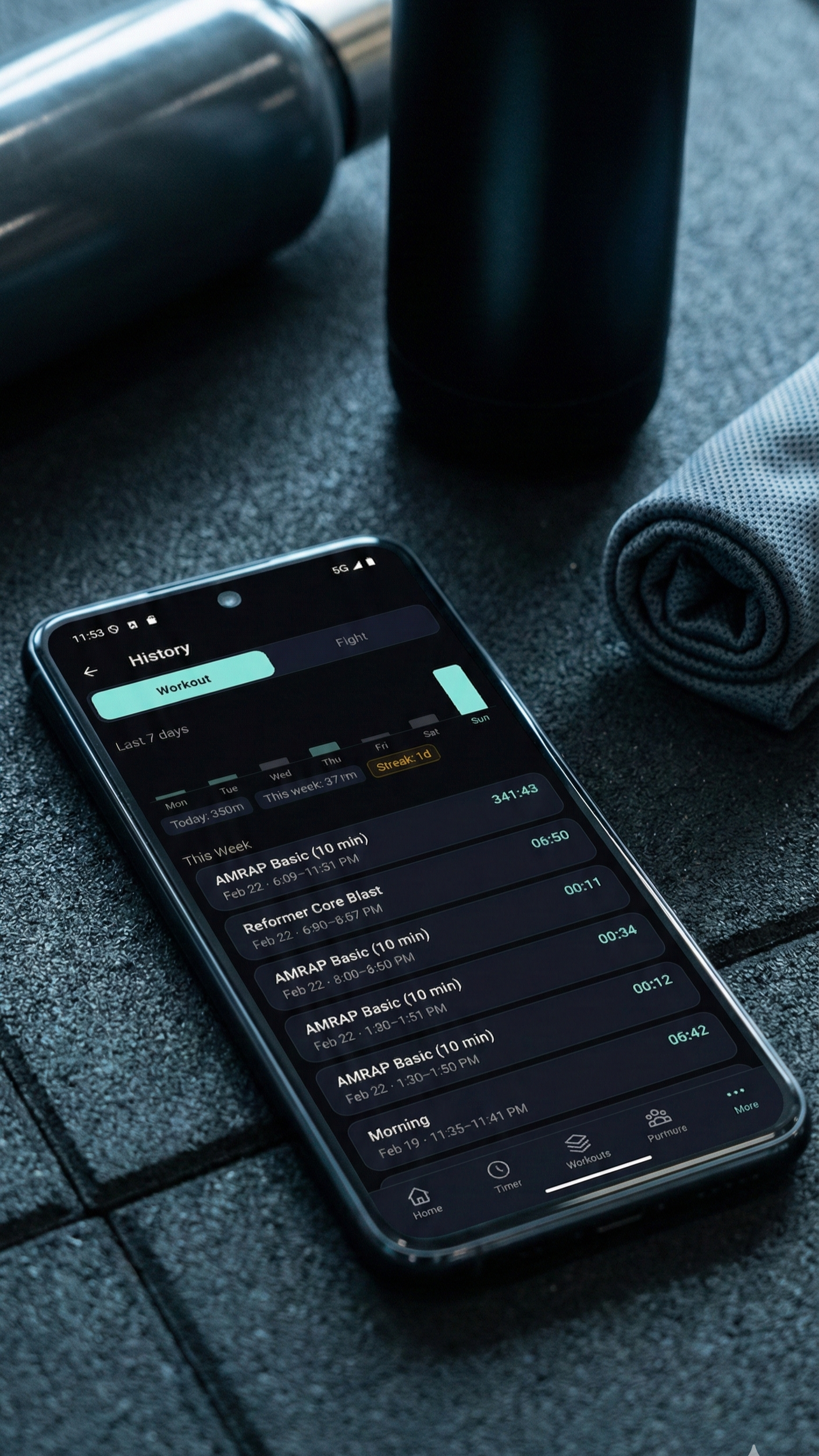 BlackPulse Timer — workout session history